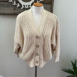 Babaa no. 18 Cream Button-Up Cotton Women's‎ Sweater